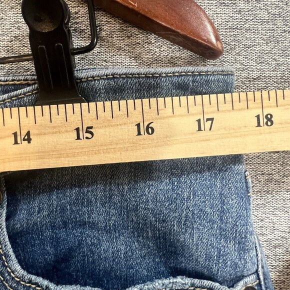 Gap Jeans Womens Legging Sz 12 Distressed Plaid Patches Medium Wash Denim - Picture 7 of 15